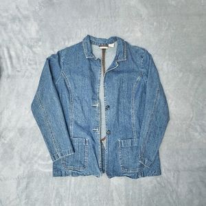 St. John's Bay Denim Stretch Front Pocket Tailored Blazer Jean Jacket